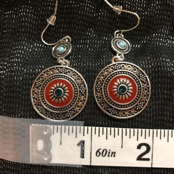 NEW Boho Ethnic Round Double Drop Earrings - Picture 7 of 7